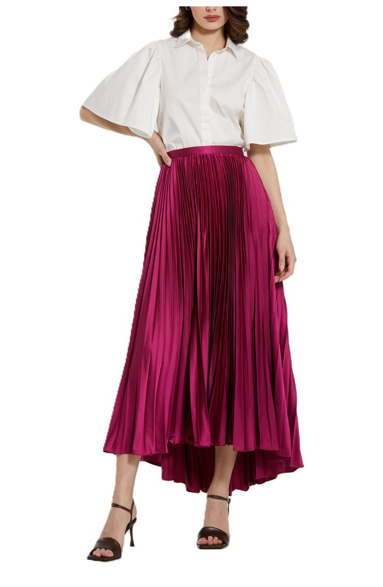 Mac Duggal Long Pleated Satin Evening Skirt, Alternate, color, Fuchsia