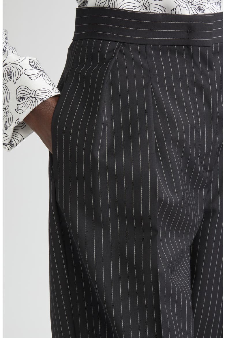 Sesamo Pinstripe Wool Straight Leg Pants, Alternate, color, BLACK/ WHITE