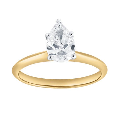 Jana 14K Yellow Gold Pear Lab Grown Diamond Solitaire Engagement Ring - 1 Ct