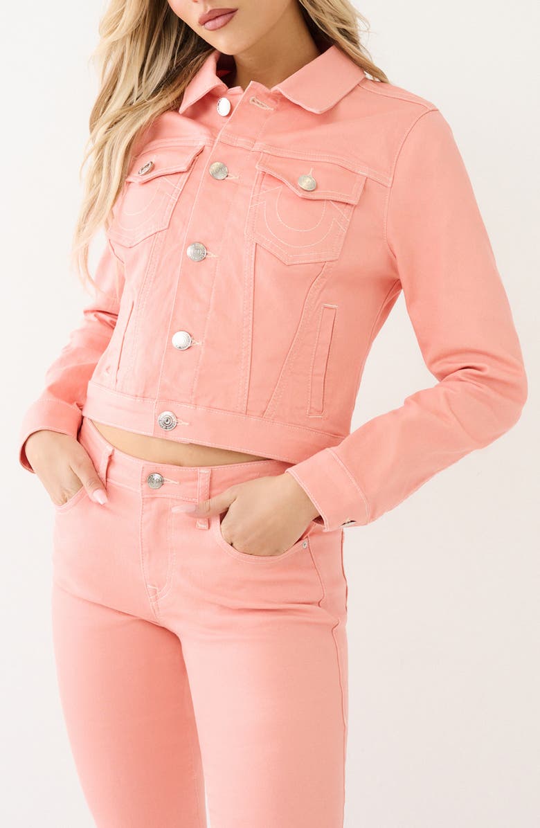 True Religion Jesse Crop Trucker Jacket, Main, color, 