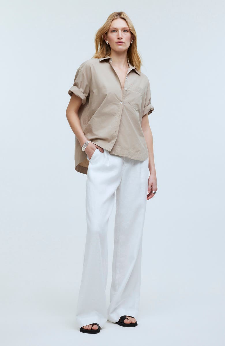 Madewell Oversized Boxy Short Sleeve Poplin Button-Up Shirt, Alternate, color,