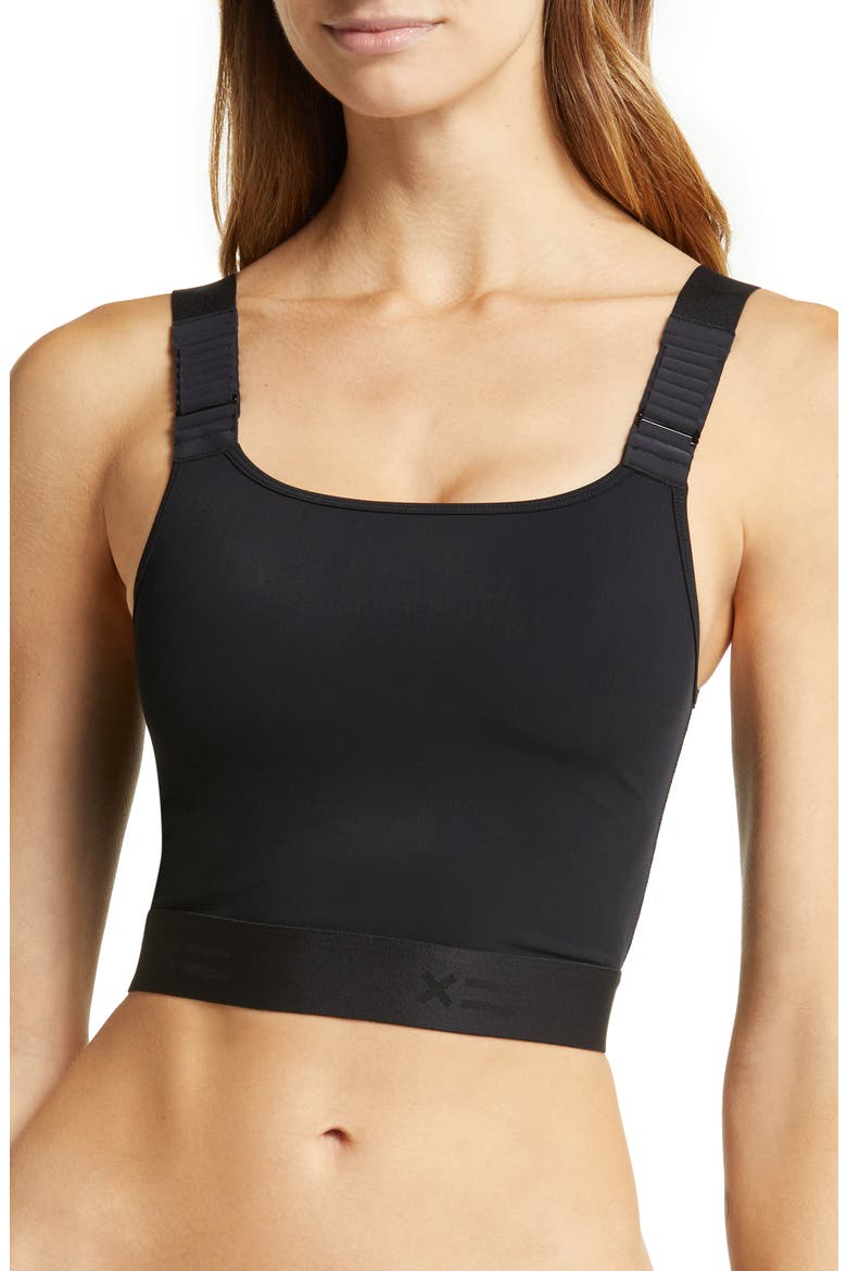 Adjustable Compression Crop Top, Main, color, BLACK