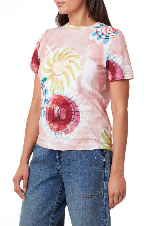 Scotch & Soda Sketch Cotton Graphic T-shirt In Abstract Sun Pink