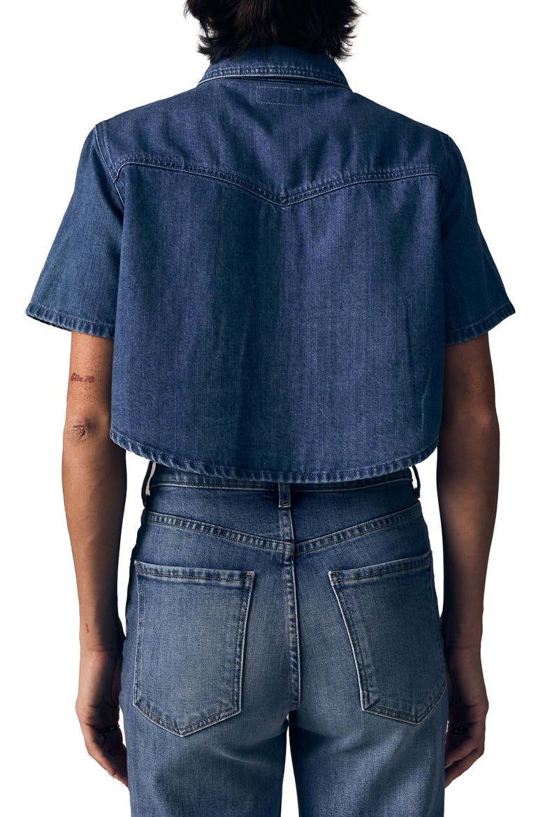 Denim Crop Swing Shirt, Alternate, color, OCEAN BREEZE