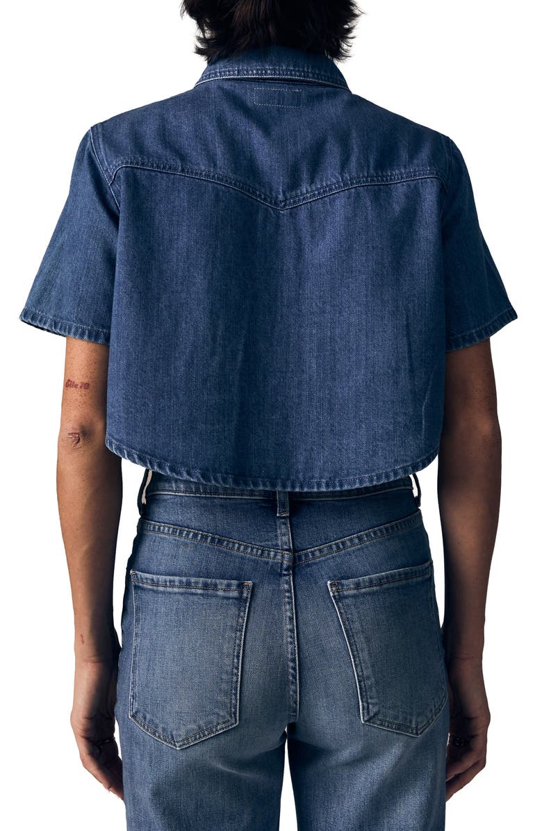 LE JEAN Denim Crop Swing Shirt, Alternate, color, Ocean Breeze