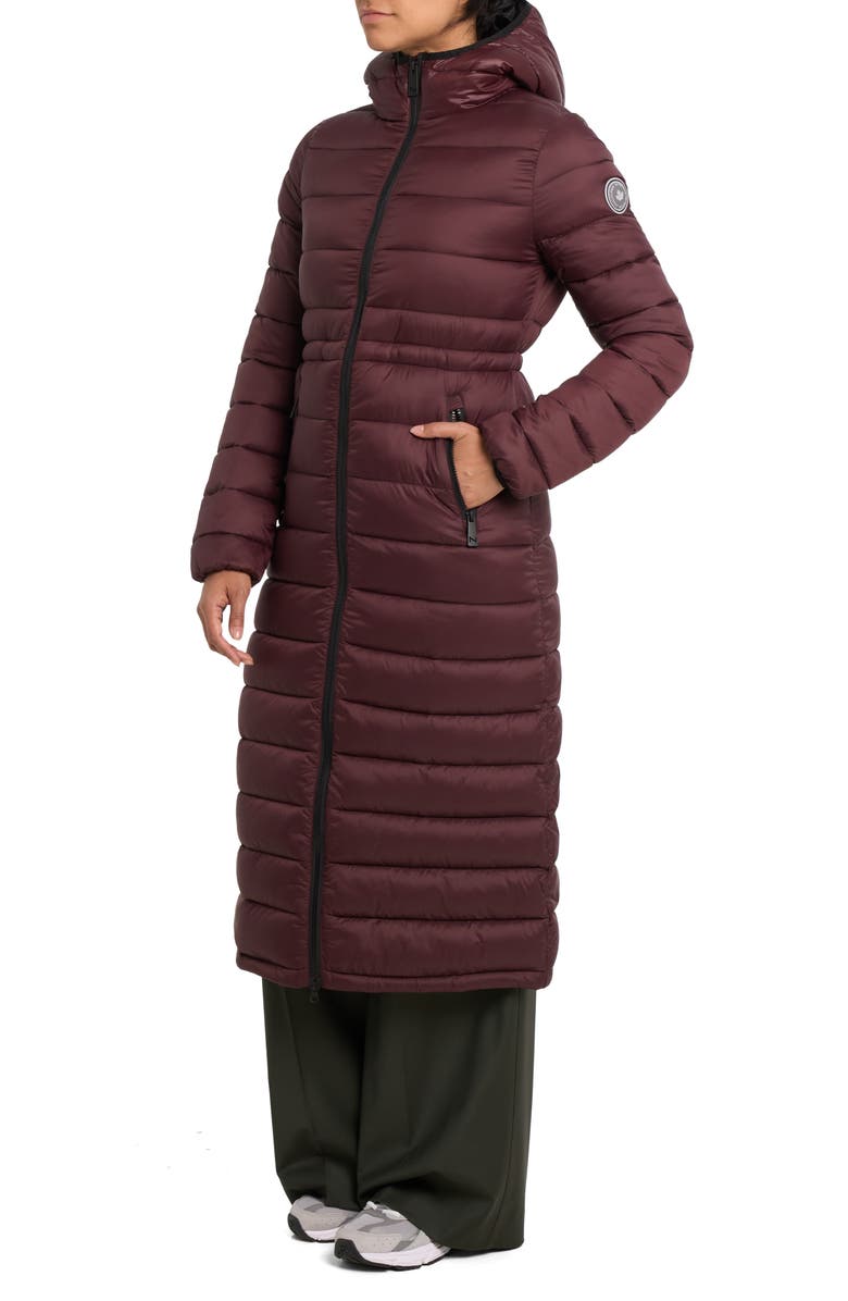 Noize Ivy Lightweight Long Puffer Coat, Alternate, color, Porto