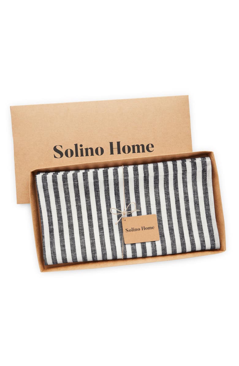 Solino Home Linen Table Throw - Amalfi Stripe, Alternate, color, Black And White