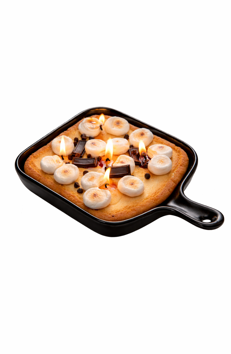 Southlake gifts Skillet S'more Chocolate and Marshmallow Candle, Main, color, Light Brown / White