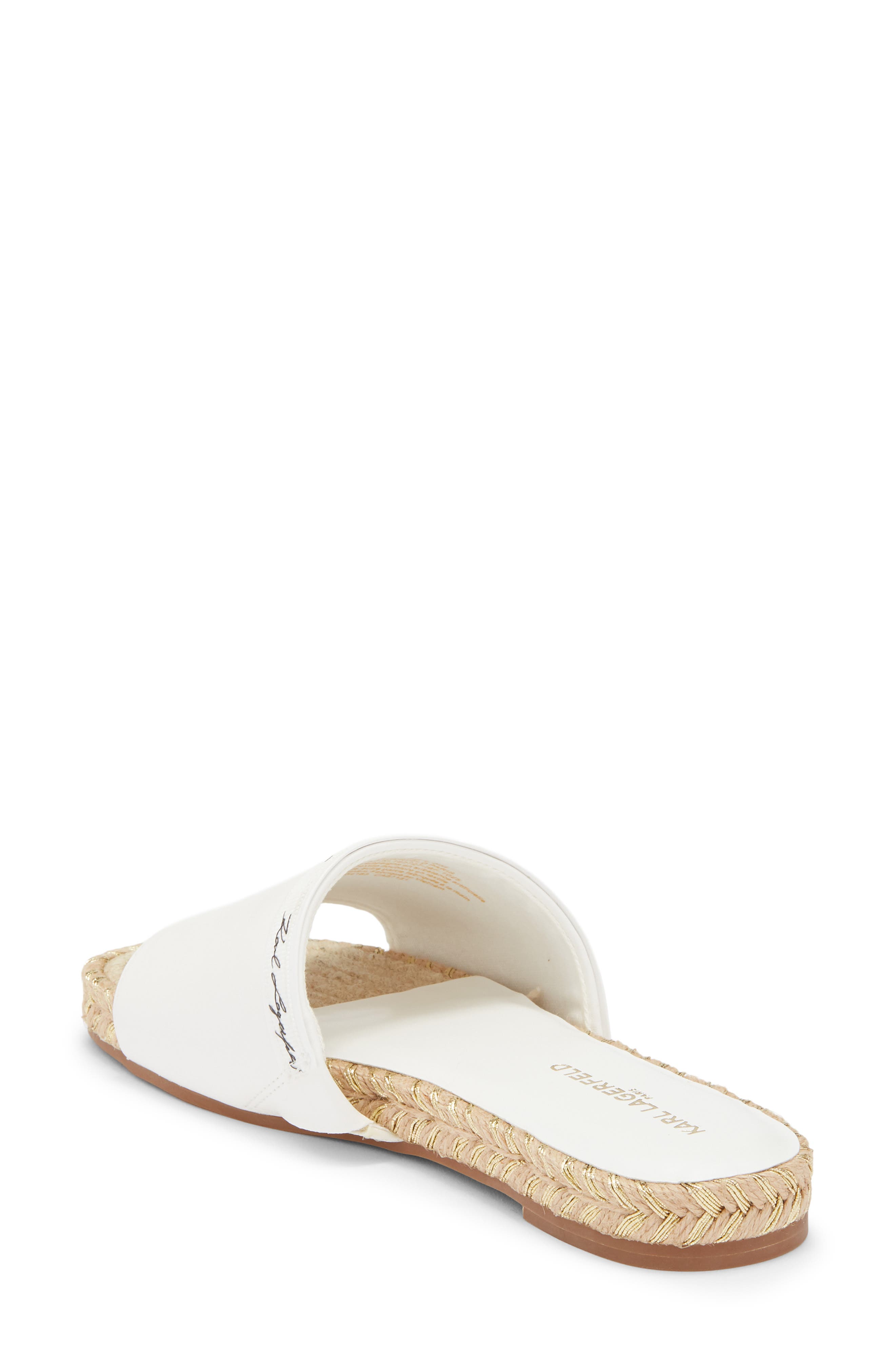 KARL LAGERFELD PARIS Tarzana 2 Script Espadrille Slide Sandal, Alternate, color, White
