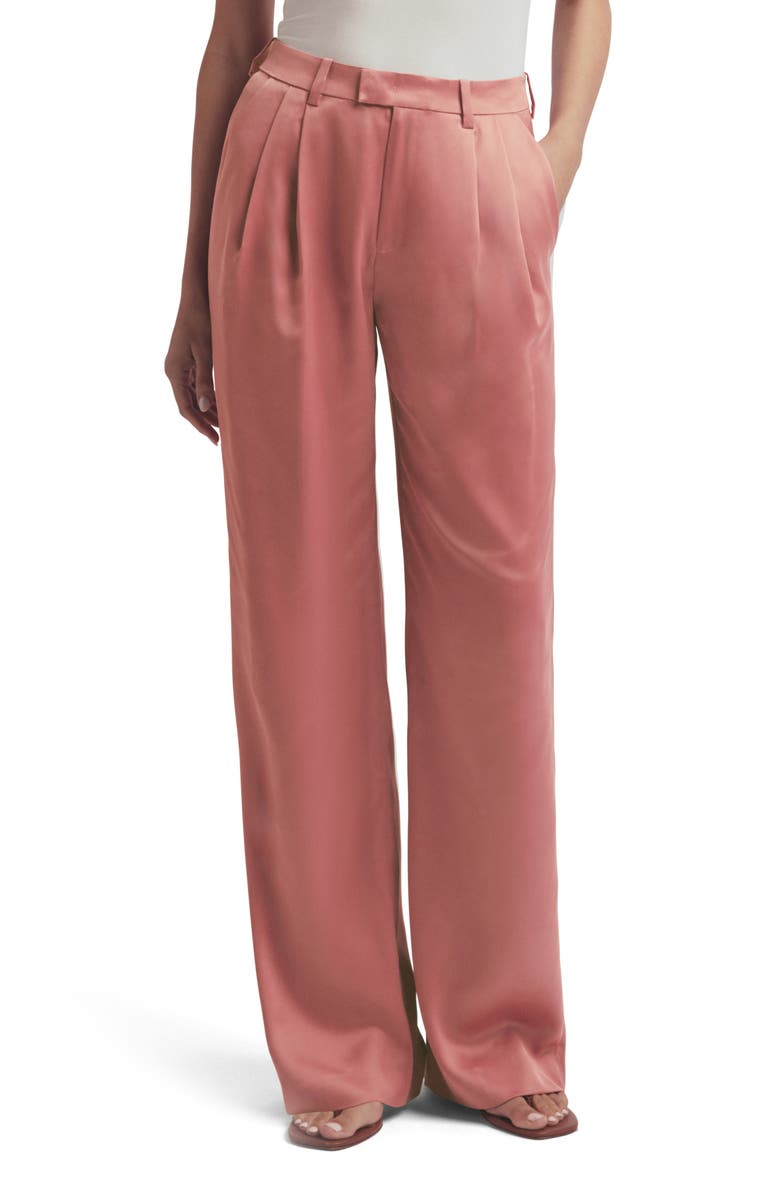 Favorite Daughter The Agnes Pleated High Waist Satin Pants, Main, color,