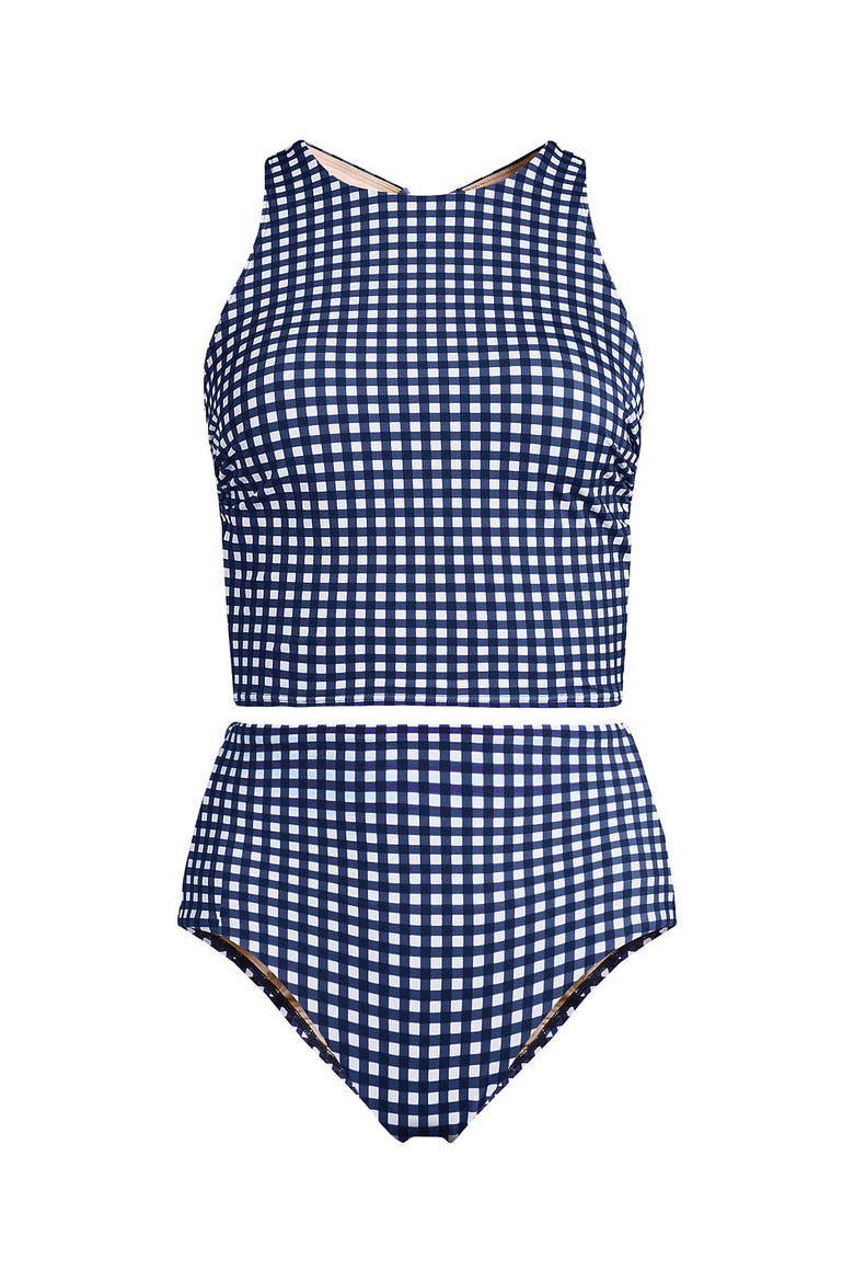 Tugless Portrait Back Set, Alternate, color, Deep Sea Navy Gingham