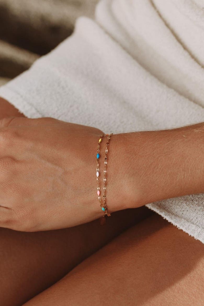Rainbow Dainty Bracelet, Alternate, color, Gold