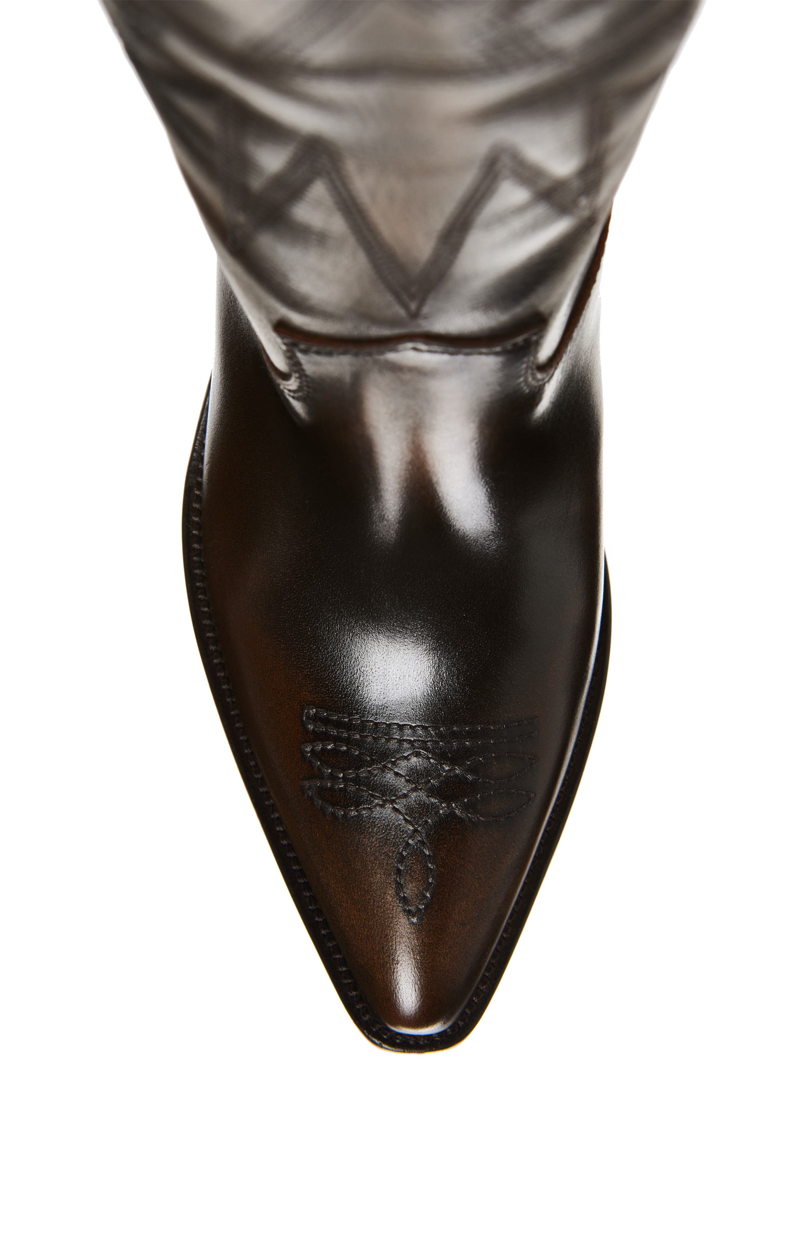 Golden Goose Wish Star Tall Western Boot, Alternate, color, Dark Brown/ Beige