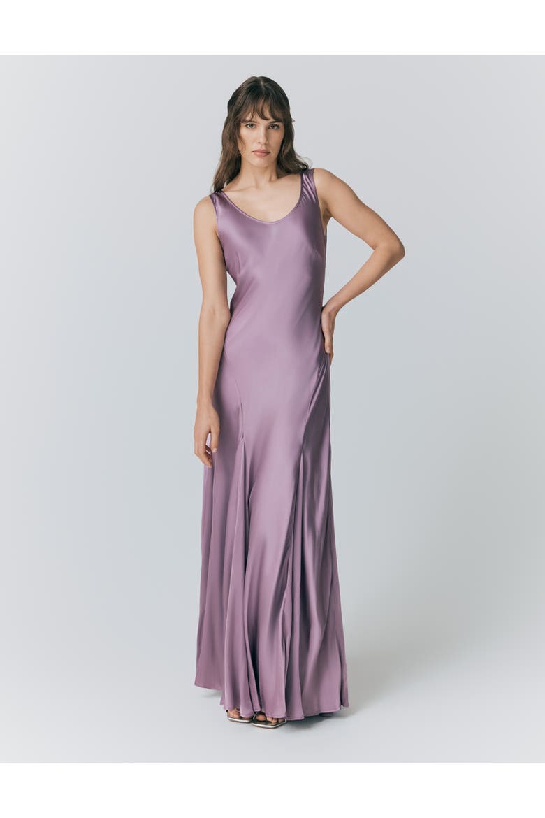 Willow Satin Maxi Sip Dress, Main, color, Purple