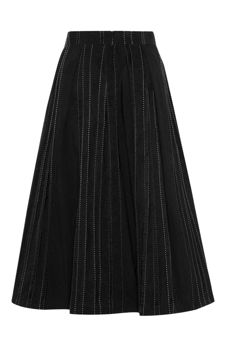 THEO The Label Theia Striped Taffeta Pleated Midi Skirt, Alternate, color,