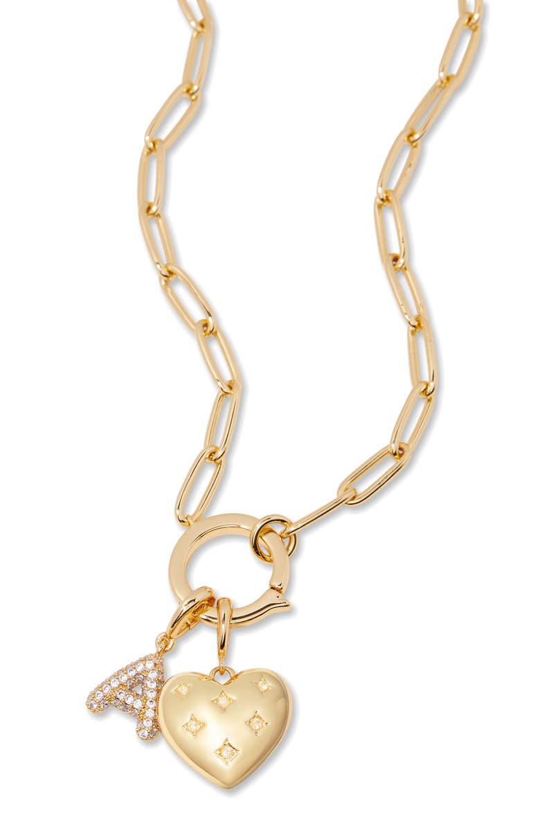 Brook and York Lillian Initial Heart Charm Necklace, Alternate, color, Gold A