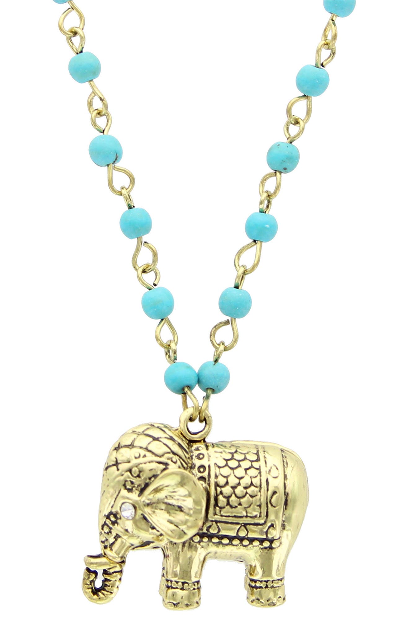 OLIVIA WELLES Elephant Beaded Pendant Necklace