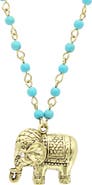 OLIVIA WELLES Elephant Beaded Pendant Necklace