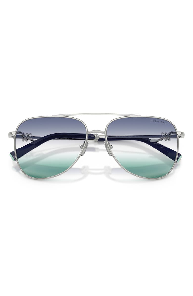 Tiffany & Co. 59mm Pilot Sunglasses, Alternate, color, Silver / Gradient Green Blue