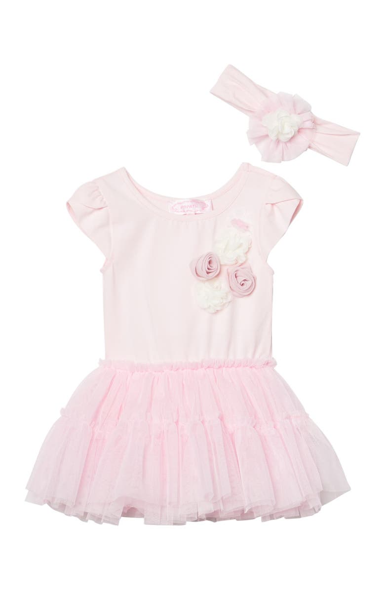 Popatu Rosette Tiered Tutu Dress w/ Matching Headband, Main, color, 