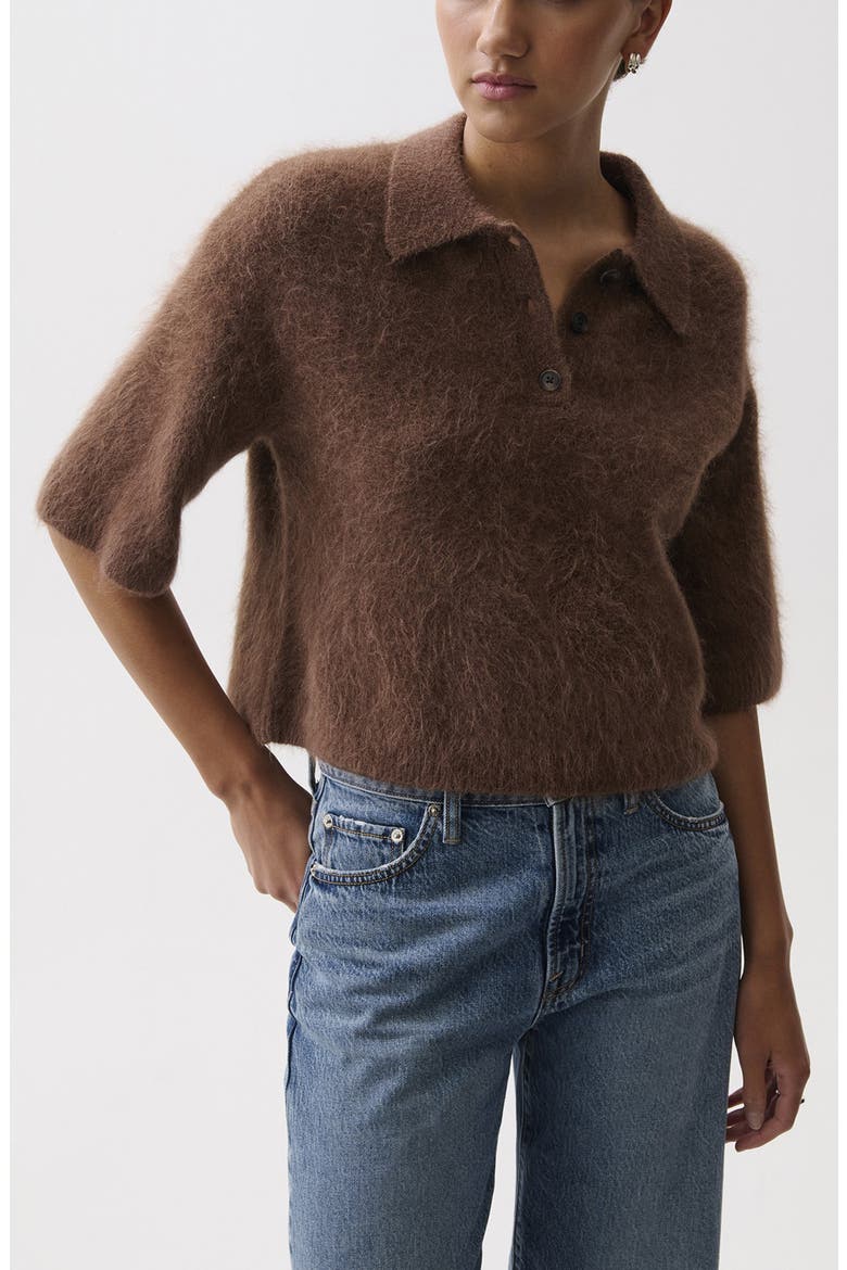 Nadya Short Sleeve Polo Sweater, Alternate, color, ROCHE