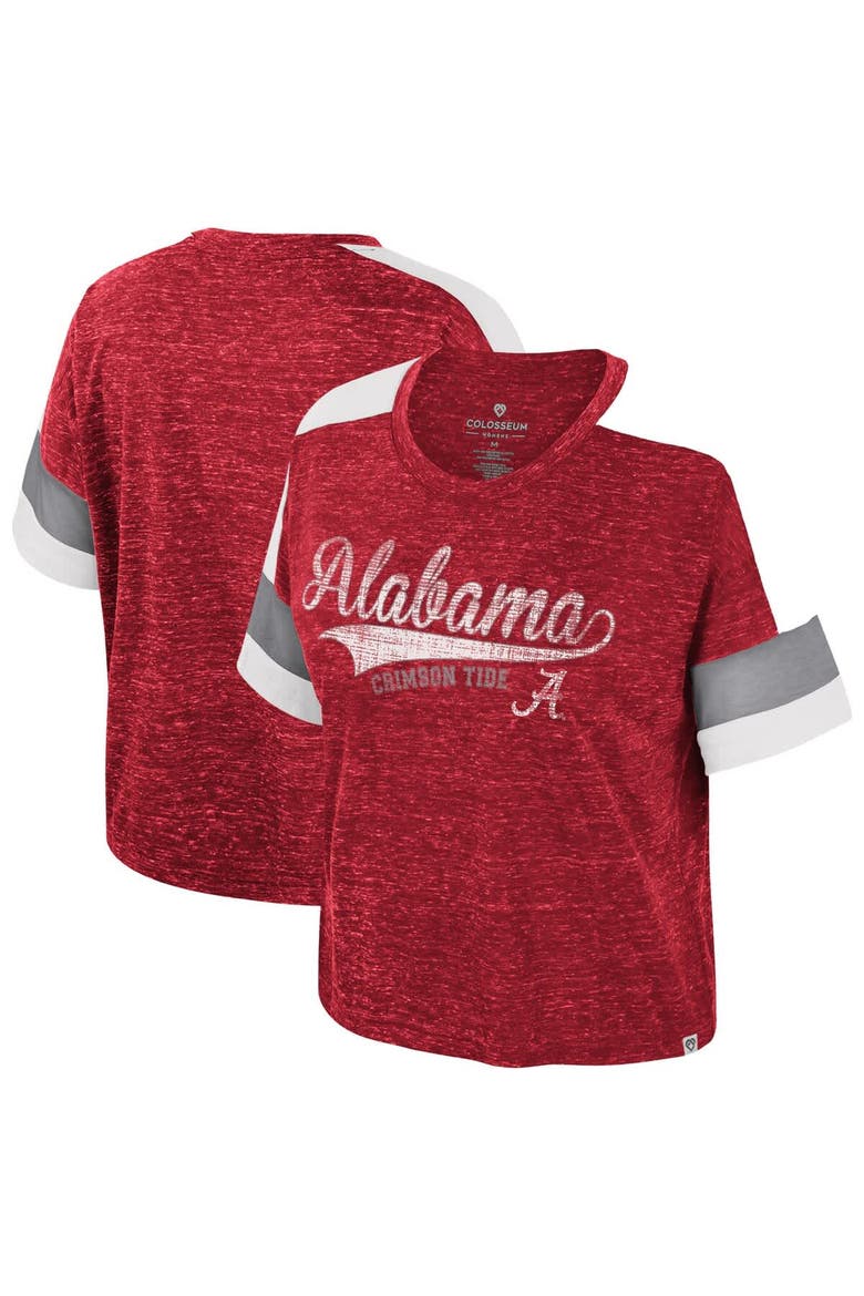 Women's Colosseum Crimson Alabama Crimson Tide Color Block Scoop Neck T-Shirt, Main, color, Crimson