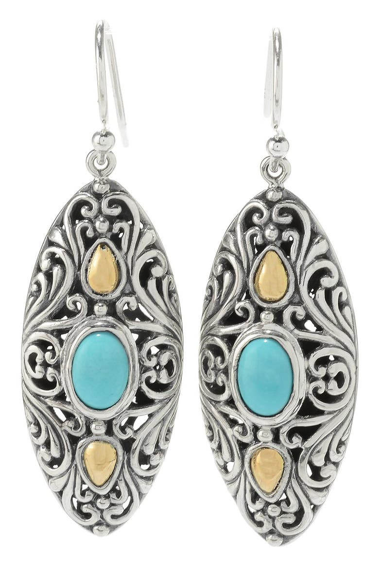 Two-Tone Turquoise Drop Earrings, Main, color, TURQUOISE