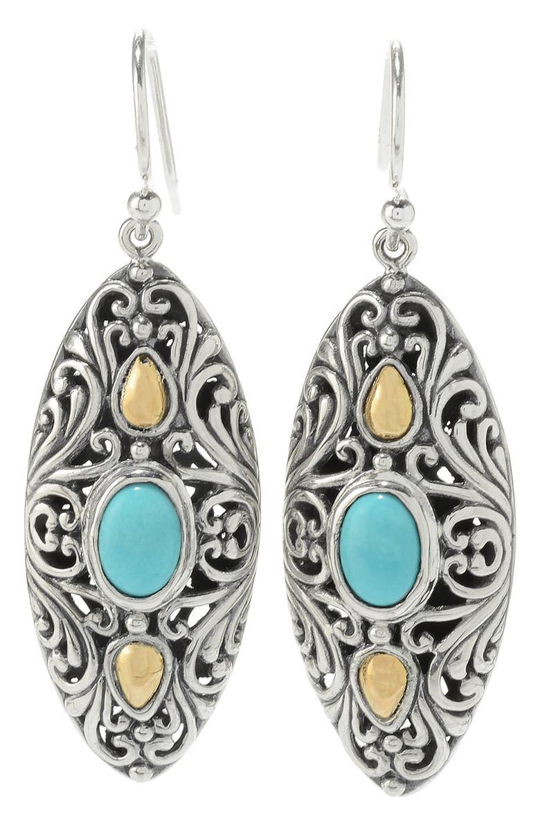 SAMUEL B. Two-Tone Turquoise Drop Earrings, Main, color, Turquoise