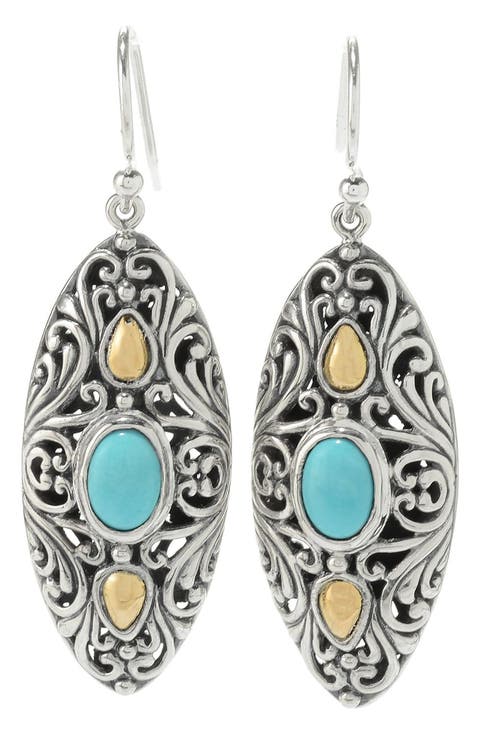 Two-Tone Turquoise Drop Earrings