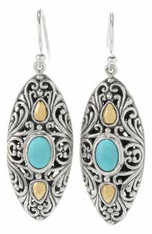 SAMUEL B. Two-Tone Turquoise Drop Earrings