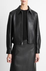 Vince Zip Crop Leather Jacket