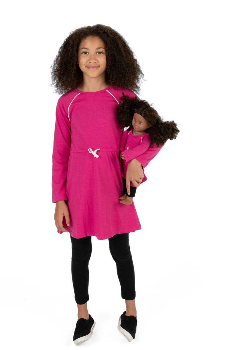 Leveret Girls Bow Tie Dress with Matching Doll Dress, Alternate, color, Pink