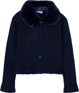 Mayoral Cardigan with Faux Fur Collar