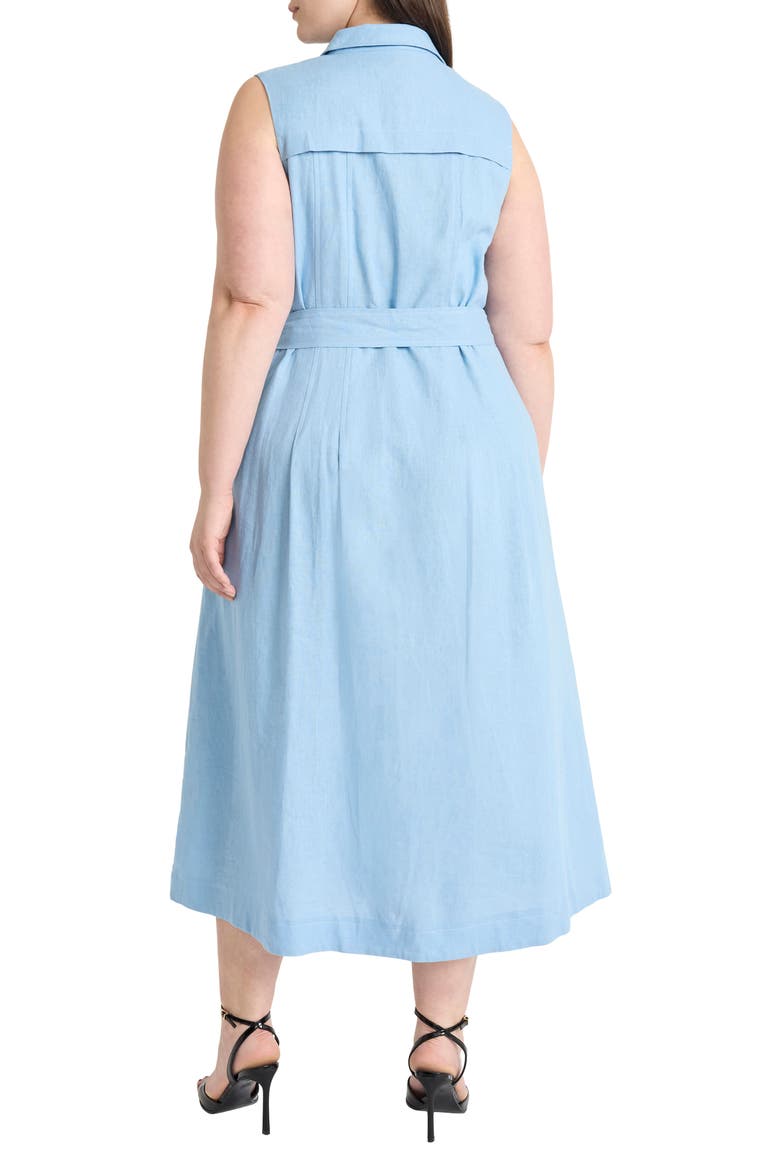 Tie Waist Sleeveless Maxi Shirtdress, Alternate, color, BLISSFUL BLUE