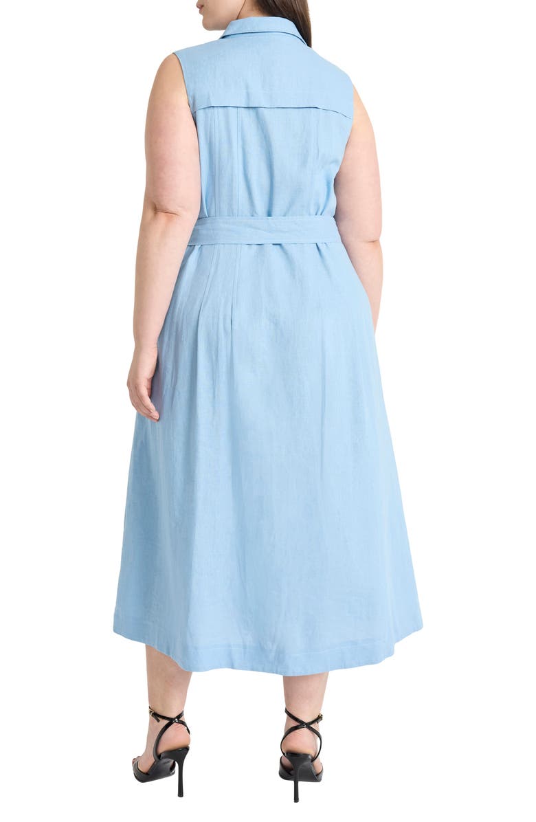 Maggy London Tie Waist Sleeveless Maxi Shirtdress, Alternate, color, Blissful Blue