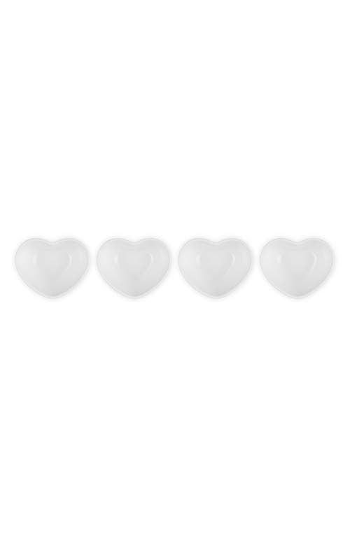 Le Creuset Set Of 4 Stoneware Mini Heart Pinch Bowls In White