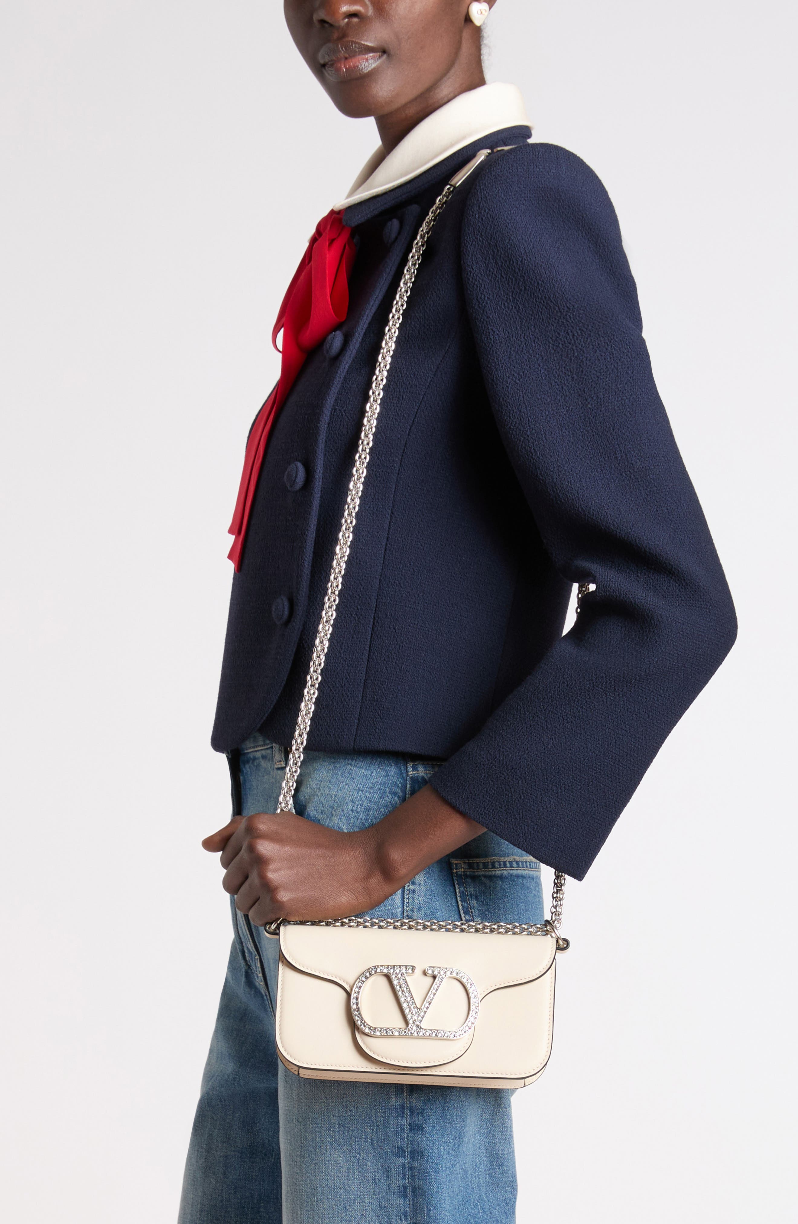 Small Locò Leather Shoulder Bag, Alternate, color, LIGHT IVORY