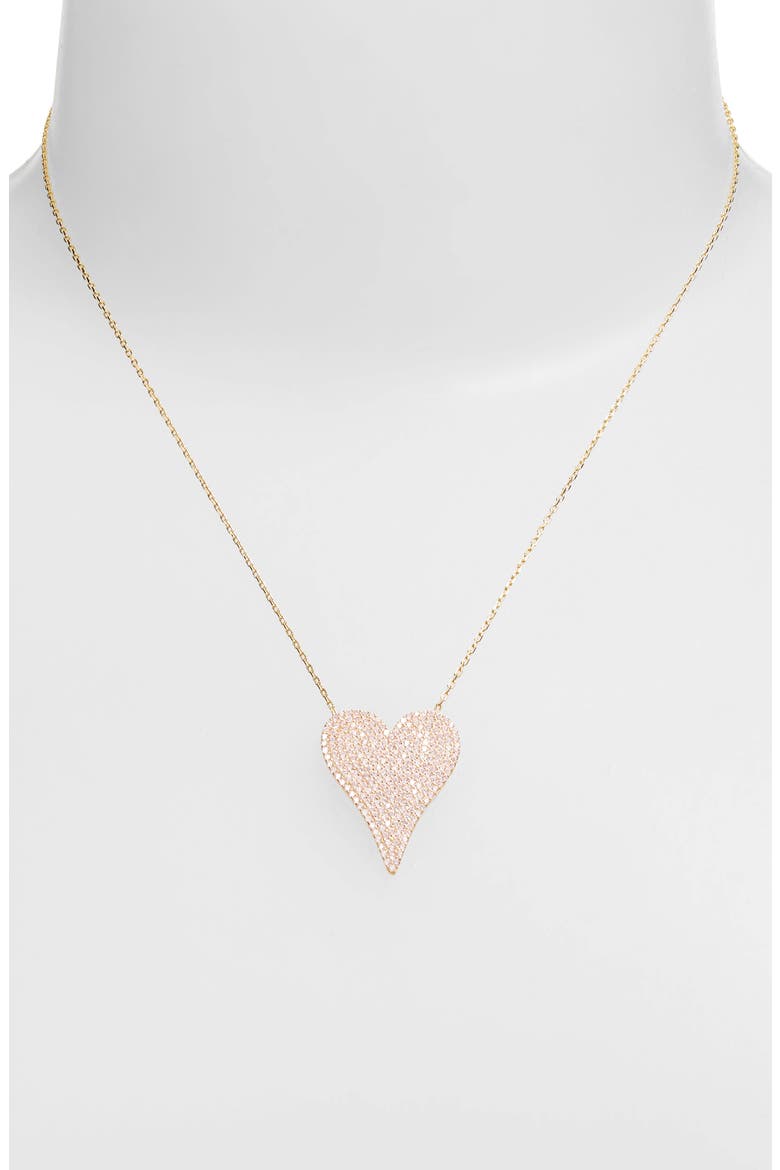 Pavé Heart Pendant Necklace, Alternate, color, GOLD / LIGHT PINK