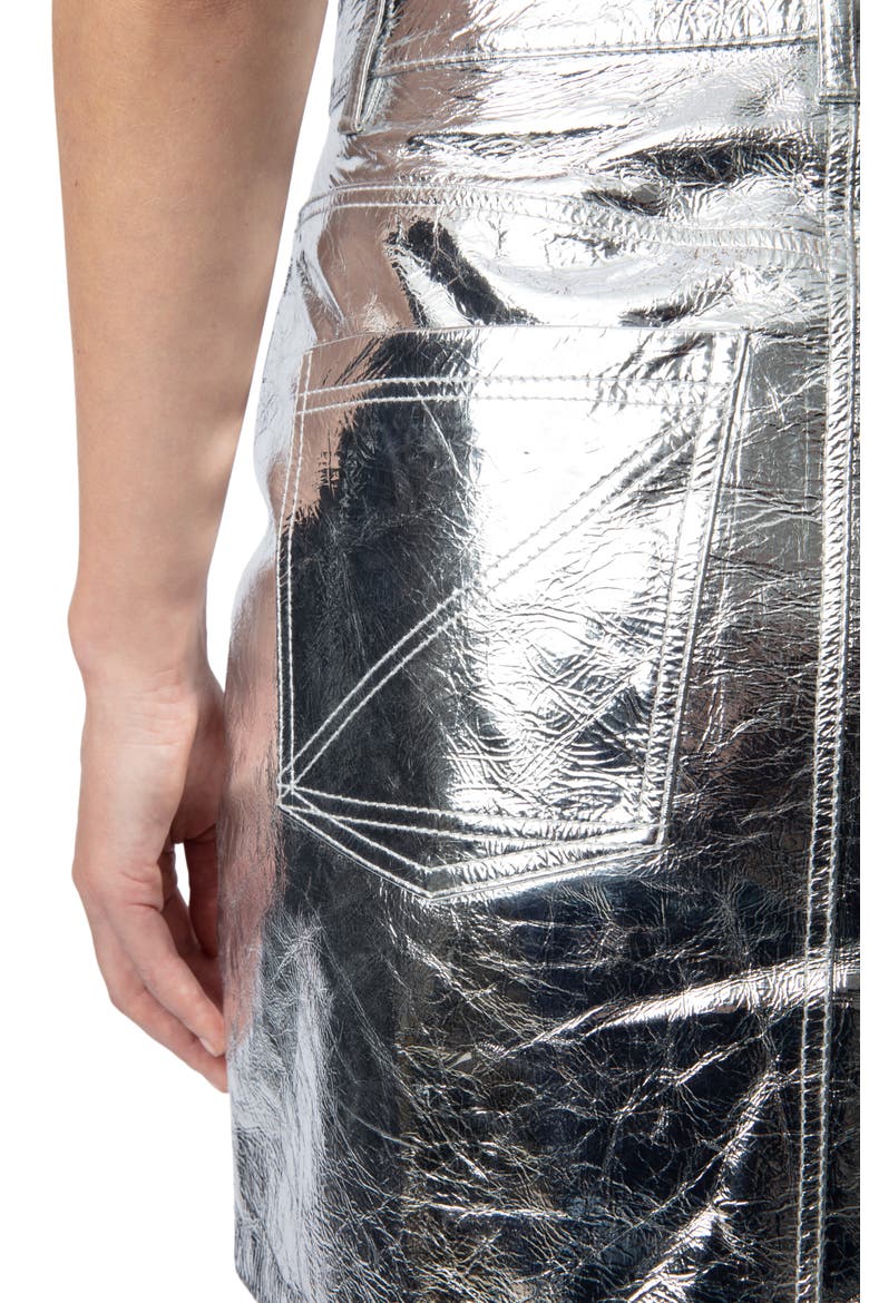 John Metallic Leather Miniskirt, Alternate, color, SILVER