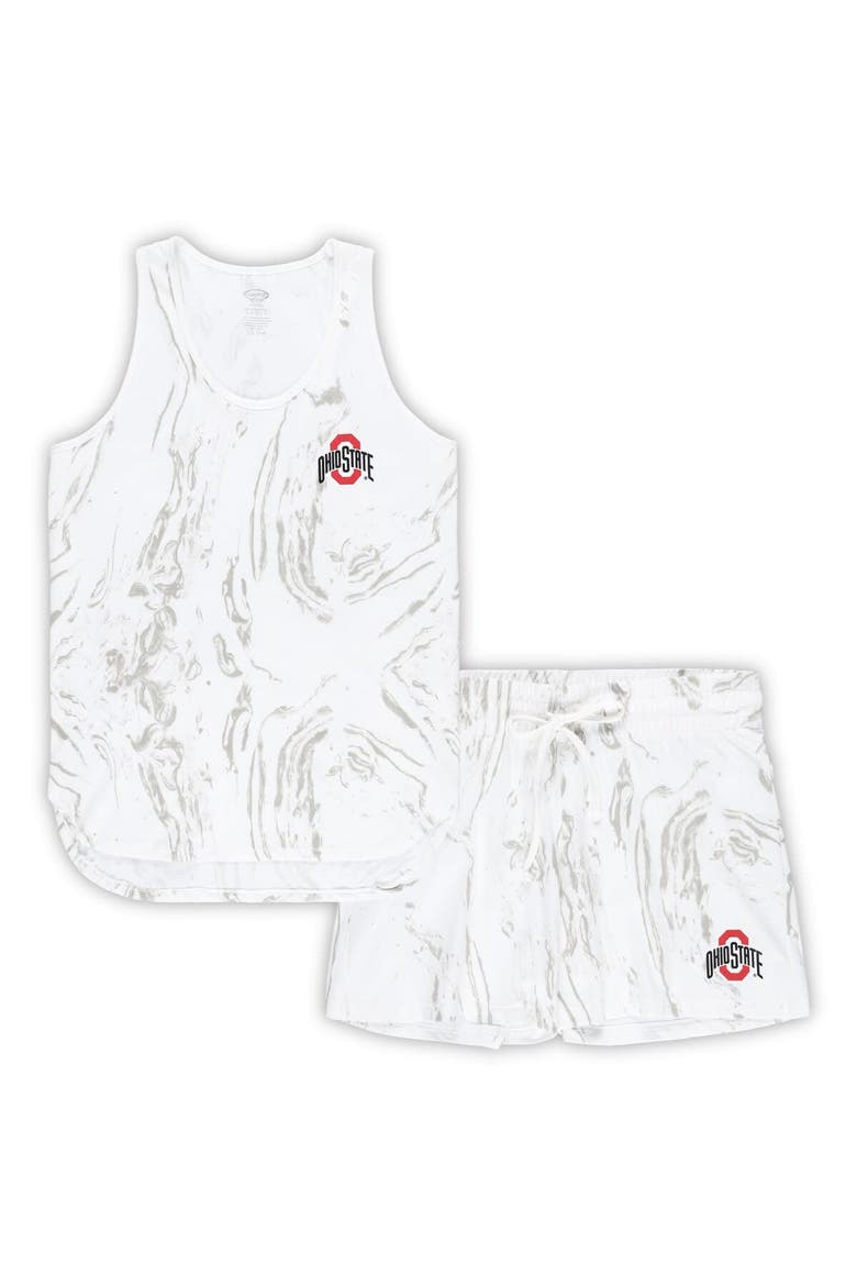 Women's Profile White Ohio State Buckeyes Plus Size Marble Tank and Shorts Set, Alternate, color, Cream