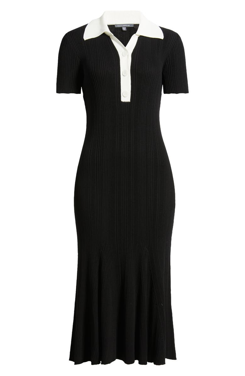 Julia Jordan Rib Midi Polo Dress, Alternate, color, Black