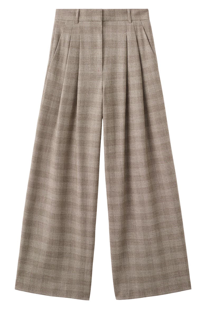 Natalie Plaid Wide-Leg Trousers, Main, color, BROWN