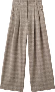 MANGO Natalie Plaid Wide-Leg Trousers