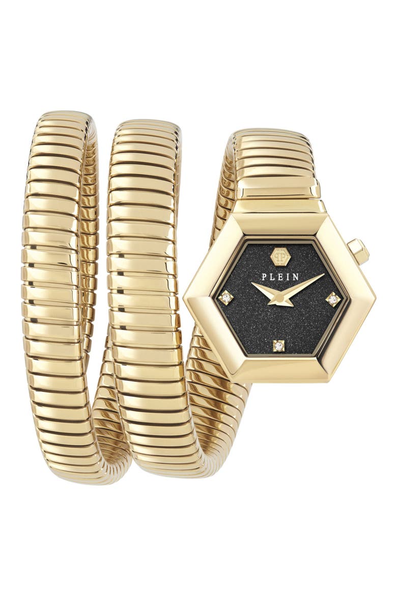 $nake Hexagon Spiral Bracelet Watch, 24mm, Main, color, IP YELLOW GOLD