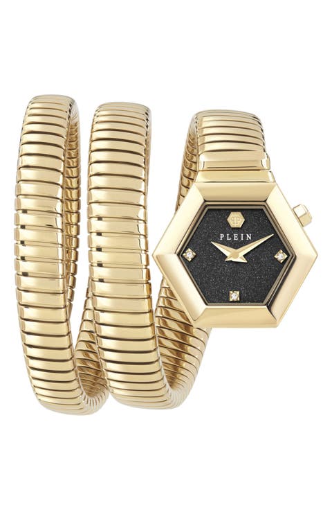$nake Hexagon Spiral Bracelet Watch, 24mm
