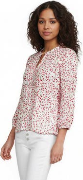 Lands' End Lightweight Jersey Button Pintuck Top