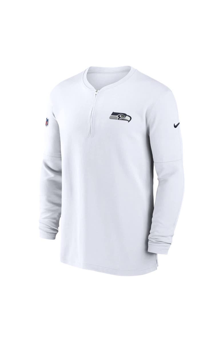 Nike Men's Nike  White Seattle Seahawks 2023 Sideline Performance Long Sleeve Tri-Blend Quarter-Zip Top, Alternate, color, White