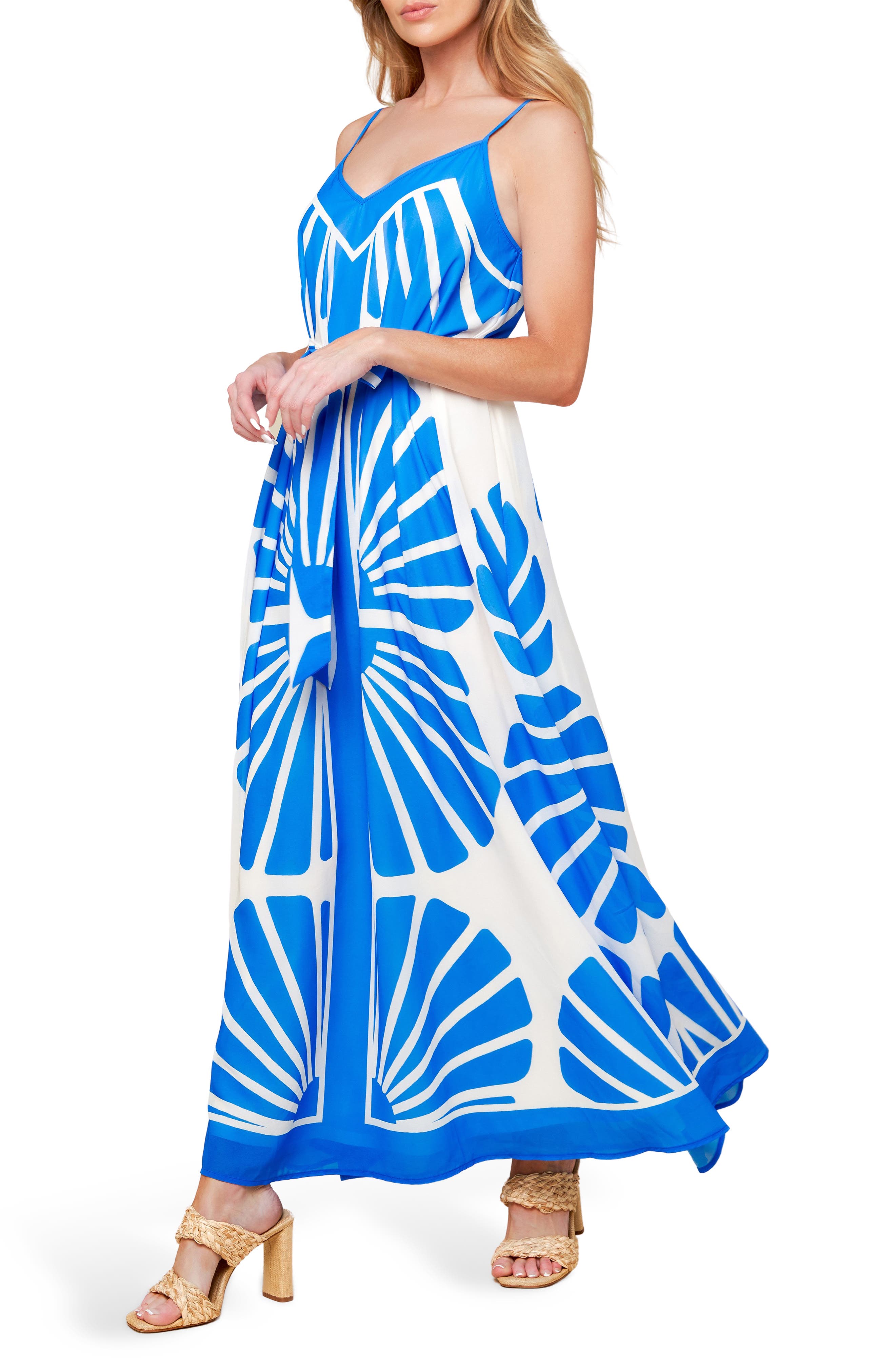 FLYING TOMATO Print Tie Waist Maxi Dress (Women) | Nordstromrack