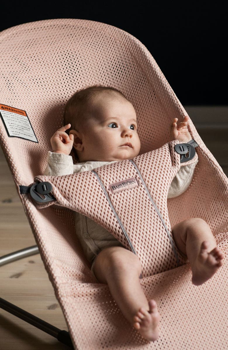 BabyBjörn Bouncer Bliss Convertible Jersey Baby Bouncer, Alternate, color, Powder Pink