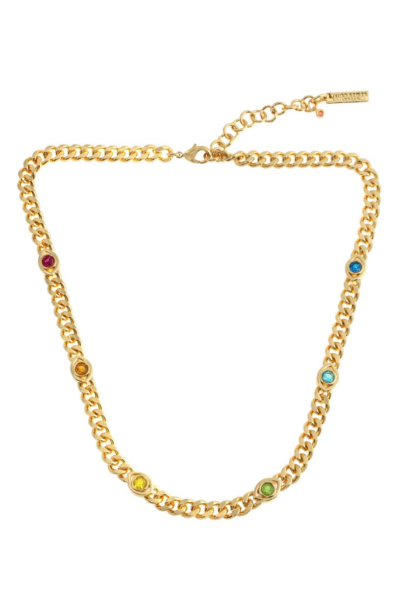 Kurt Geiger London Evil Eye Station Curb Chain Necklace, Main, color, 